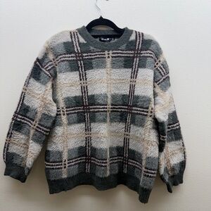 Blue B Plaid Fuzzy Sweater